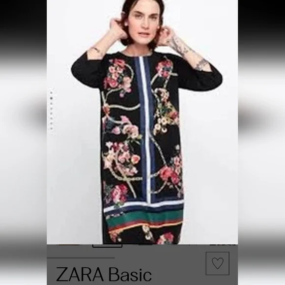 Zara Basic Women's 3/4 Sleeve Floral Print Mini Sheath Dress - Picture 9 of 10